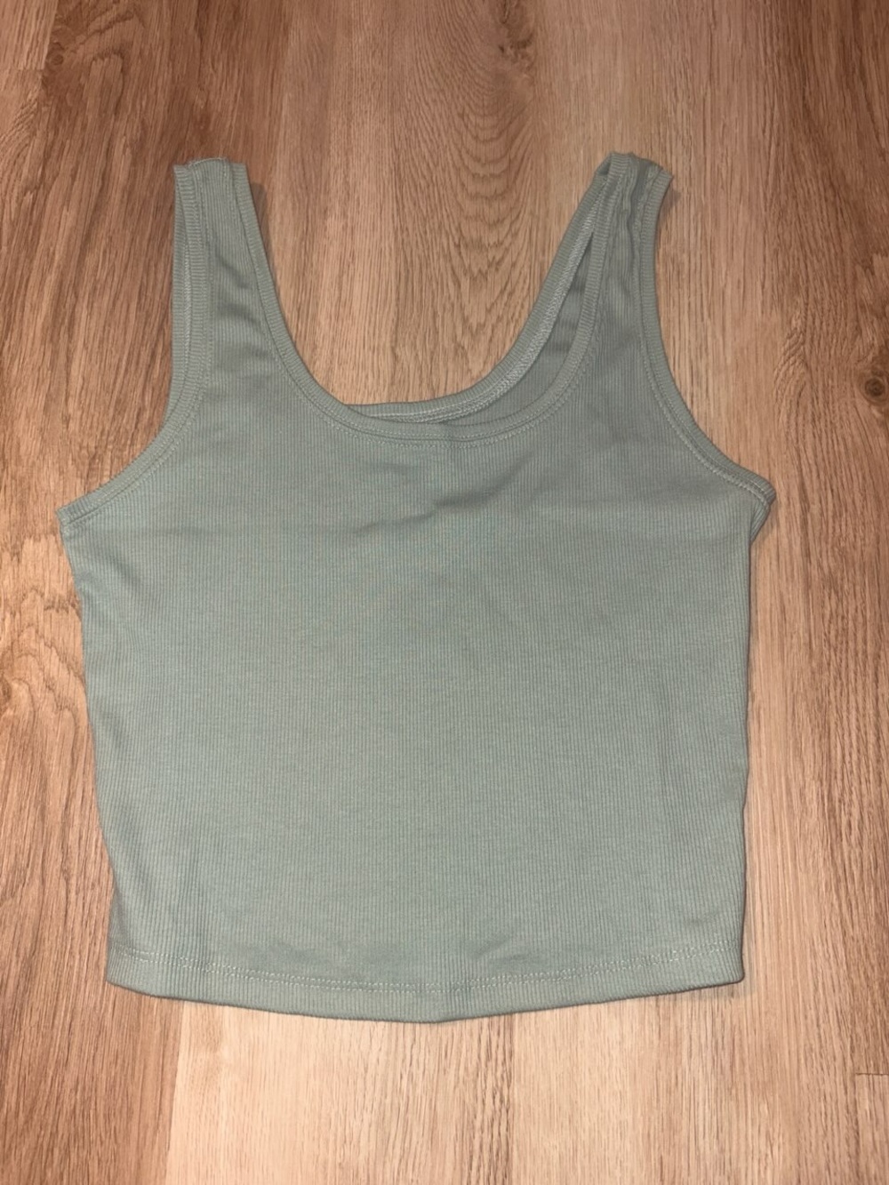 Women's Ribbed Scoop Neck Tank Top - Sage Green